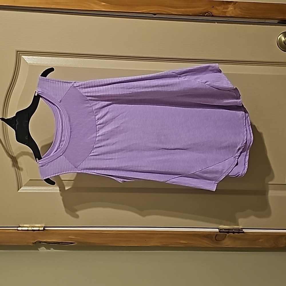 Xersion Large Striped Purple Tank Top Scoop  Neck Flowy Bottom